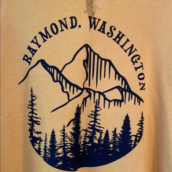 Jerzees Mountains, Raymond, Washington Hooded Sweatshirt, Goldenrod, Size XL - Picture 2 of 9